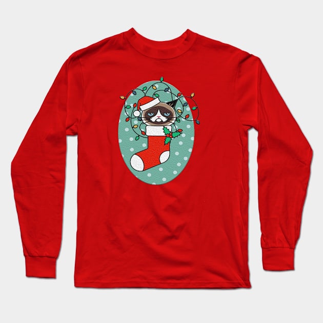 Meowy Christmas Shirt, Christmas Cat Shirt, Merry Christmas, Cat Lover Shirt, Christmas Gift, Christmas Gift For Cat Mom Gifts For Cat Lover Long Sleeve T-Shirt by Linna-Rose